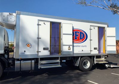 refrigerated truck body with dual side doors